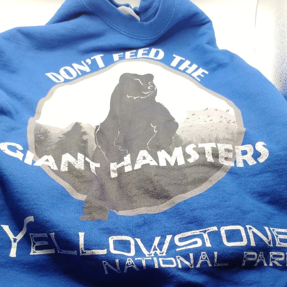 Port and Company Yellowstone Hoodie Don't Feed the Giant Hamsters Blue XL
